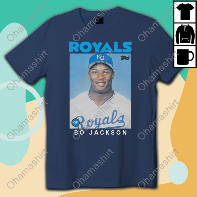 1986 Topps Baseball Bo Jackson Royals T-Shirt from Homage. | Charcoal | Vintage Apparel from Homage.